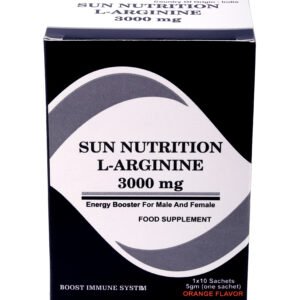 Sun Nutrition L-Arginine 3000 mg – Energy & Immunity Booster (Orange Flavor, 10 Sachets)