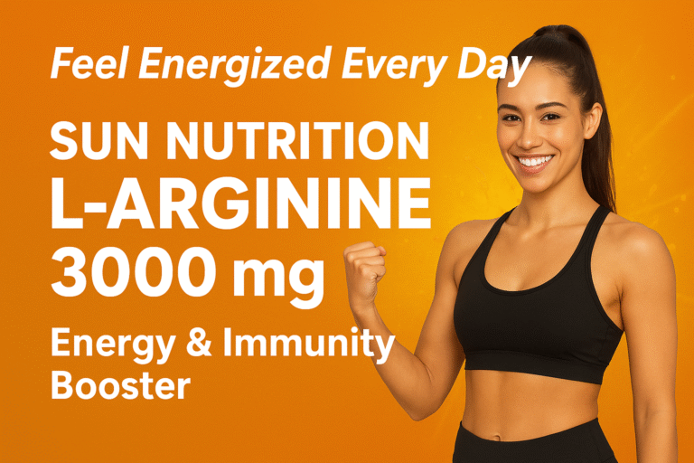 Sun Nutrition L-Arginine 3000 mg – Energy & Immunity Booster (Orange Flavor, 10 Sachets)